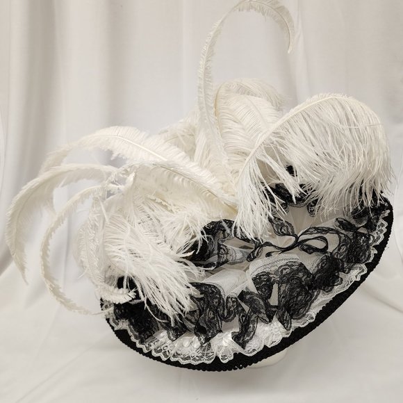 Wide Brim Silk Feather Hat